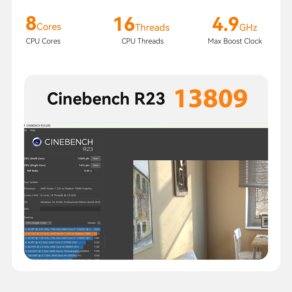 Міні ПК Beelink SER9 Pro на процесорі AMD Ryzen 7 H 255, фото опису 7