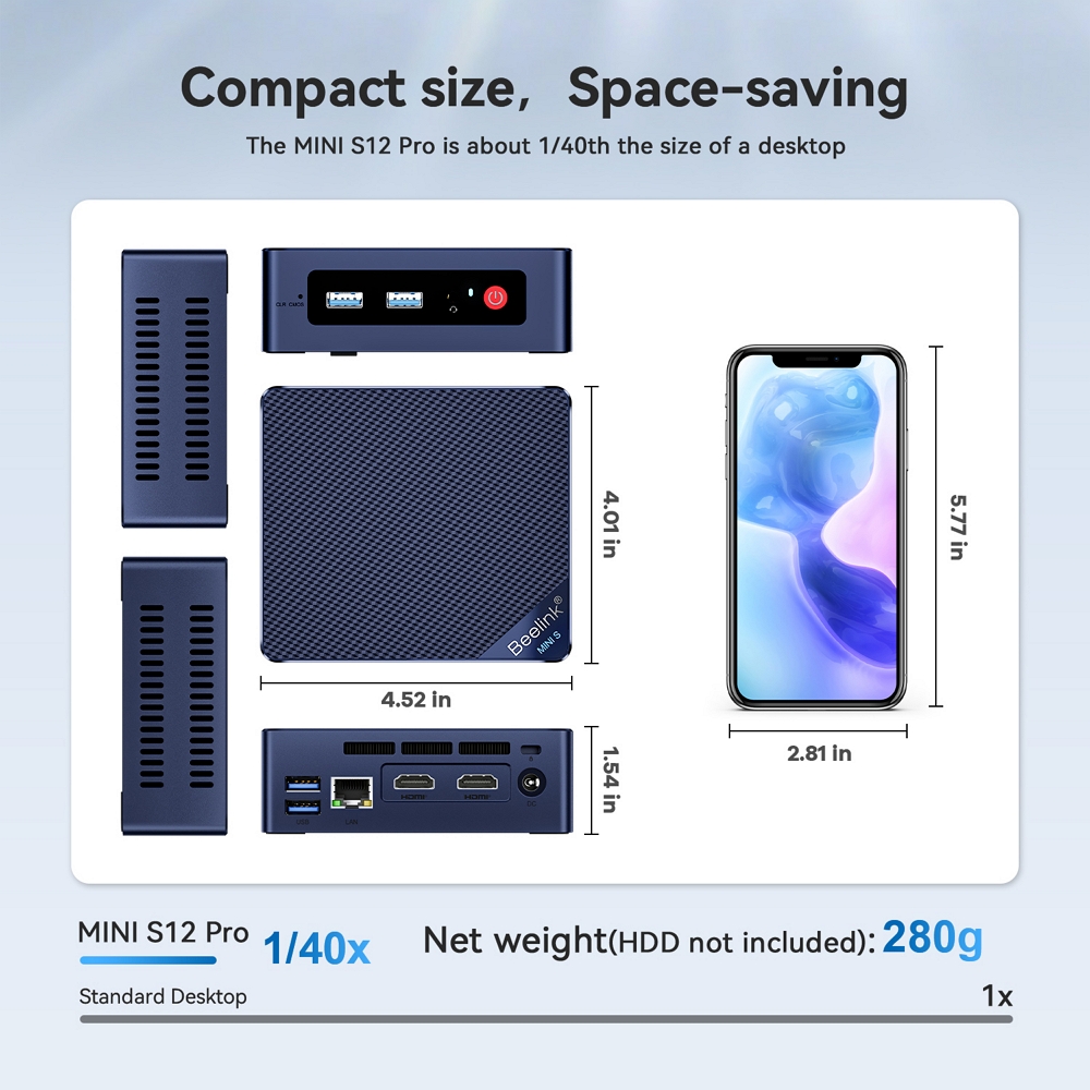 Міні ПК Beelink Mini S12 Pro на процесорі Intel N100, фото опису 14