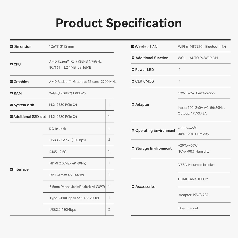 Міні ПК Beelink SER5 Max на процесорі AMD Ryzen 7 7735HS, фото опису 18